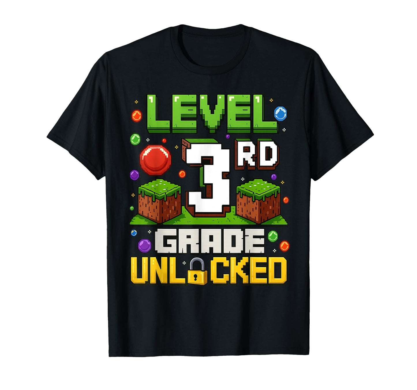Level 3rd Grade Unlocked Retro Video Game Back to School Boy T-Shirt