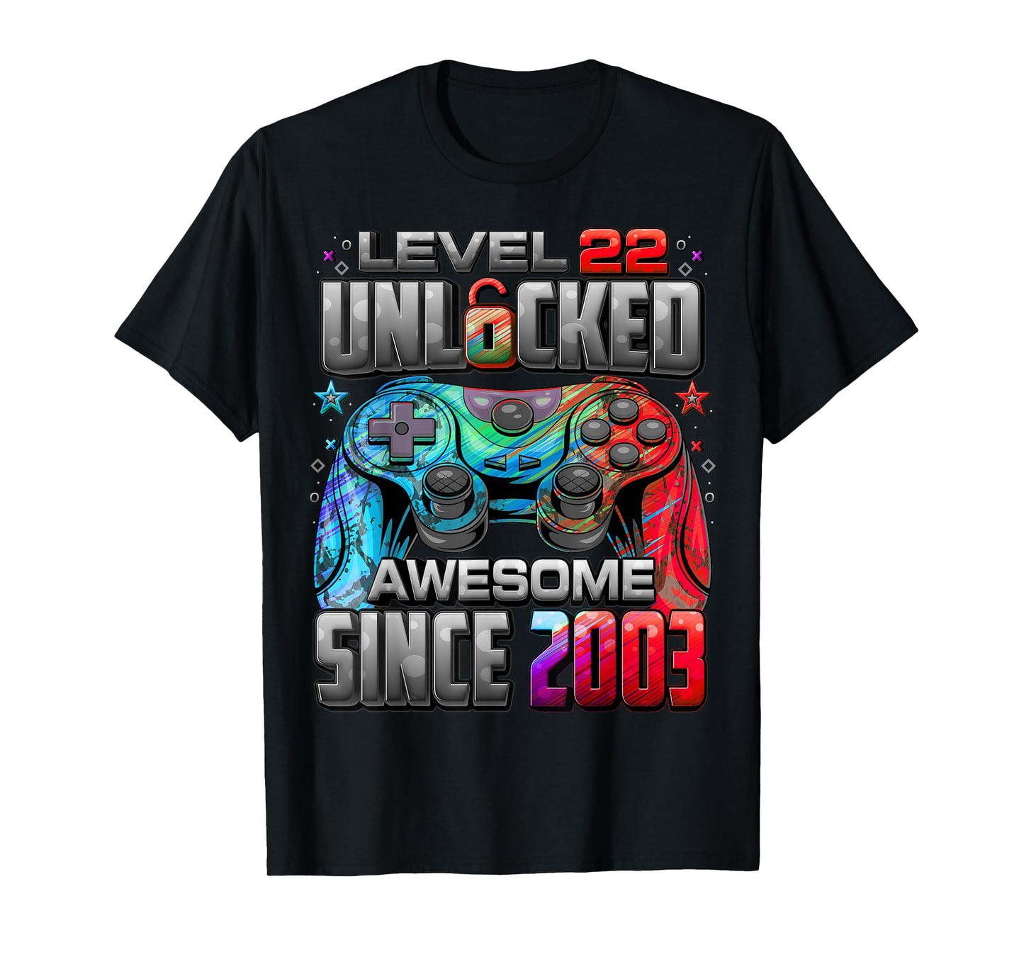 Level 22 Unlocked Awesome Since 2003 22nd Birthday Gaming T-Shirt