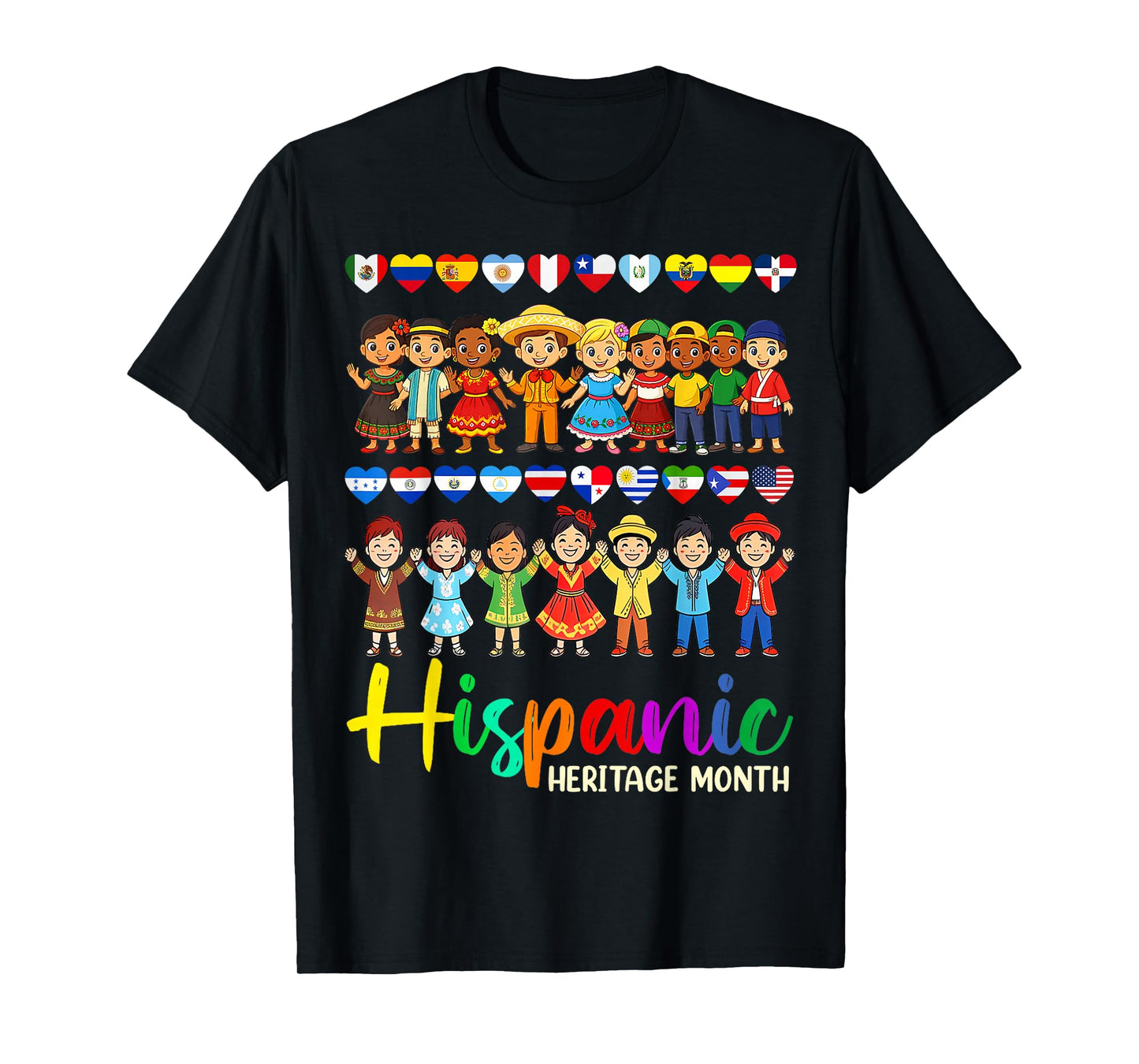 Hispanic Heritage Month Latin Countries Hands Heart Flags T-Shirt