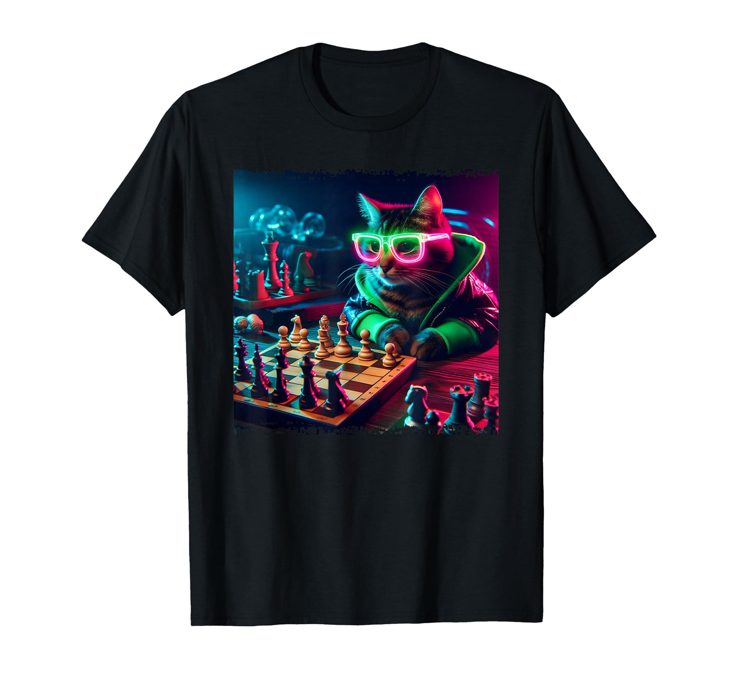 Stylish Cat Playing Chess T-Shirt