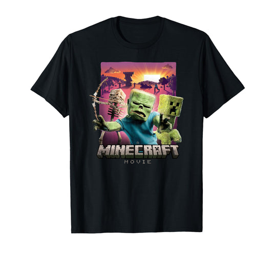 A Minecraft Movie Skeleton Zombie & Creeper Group Portrait T-Shirt
