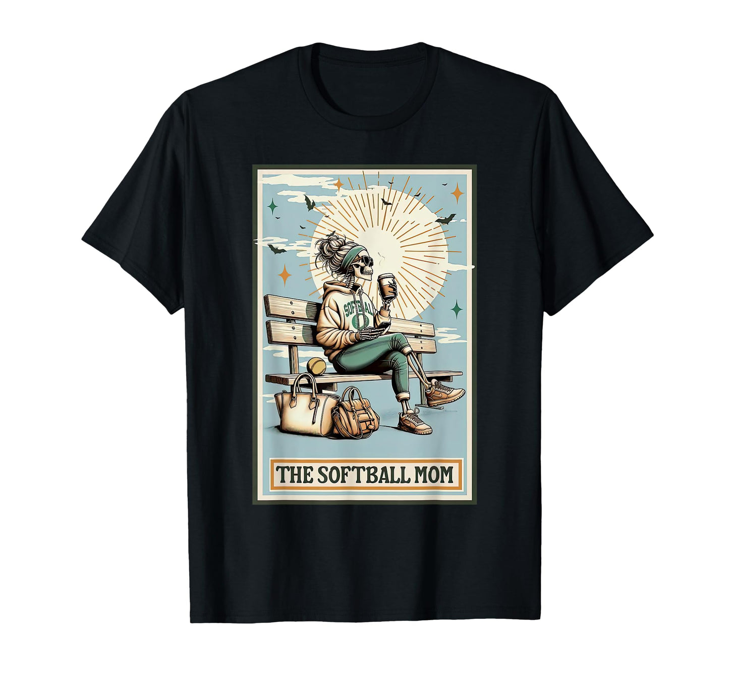 The Softball Mom Tarot Card Skeleton Coffee Mothers Day T-Shirt