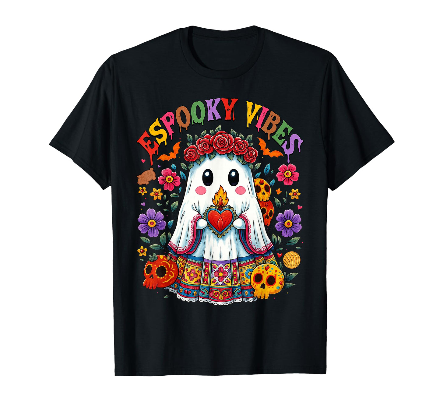 Espooky Vibes Spanish Mexican Halloween Ghost Teacher Boo T-Shirt