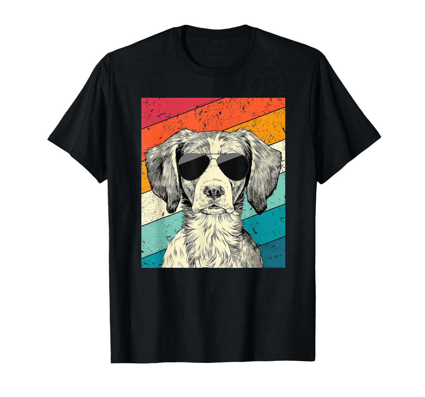 Retro Vintage Brittany Spaniel with Sunglasses Dog Lovers T-Shirt