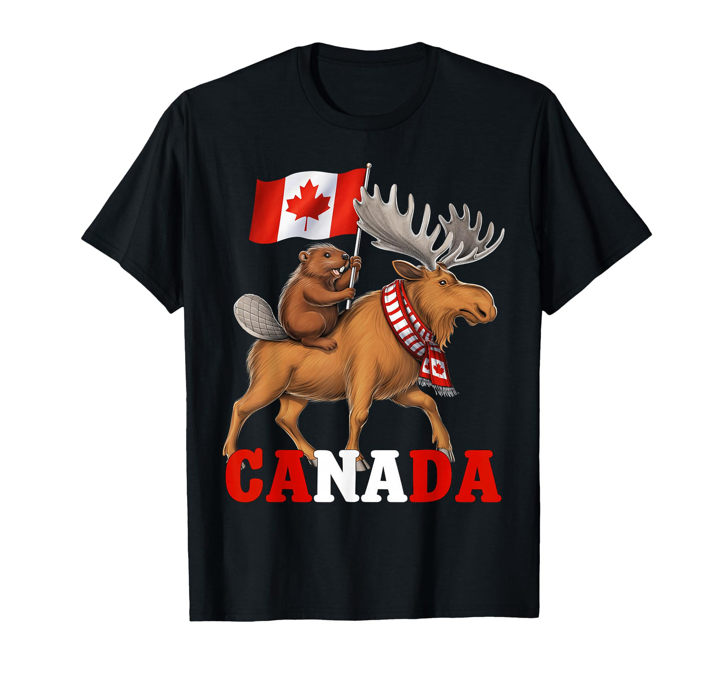 Canada Beaver Moose Canadian Flag Maple Leaf Canada Patriot T-Shirt