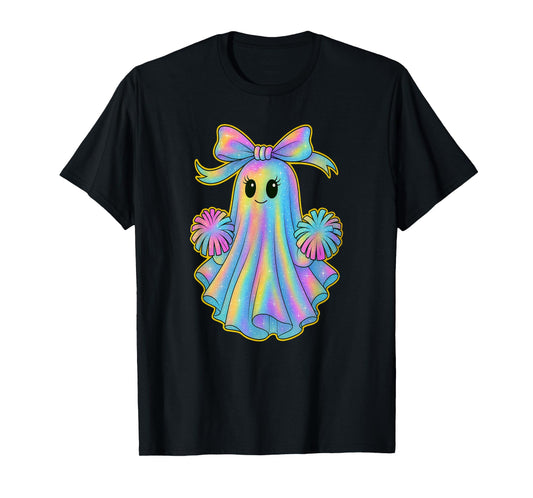 Cute Cheerleader Ghost Lover Pastel Halloween Coquette Bow T-Shirt