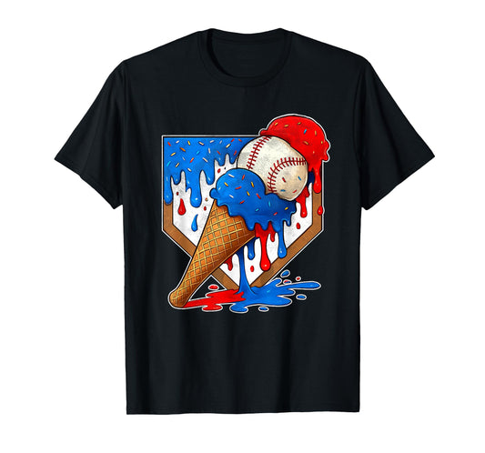 Distressed Baseball Boys Ice Cream Drip Baseball Boys Youth T-Shirt