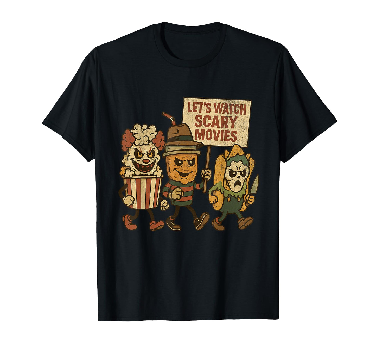 Funny Halloween Let's Watch Scary Movies Horror Fan T-Shirt