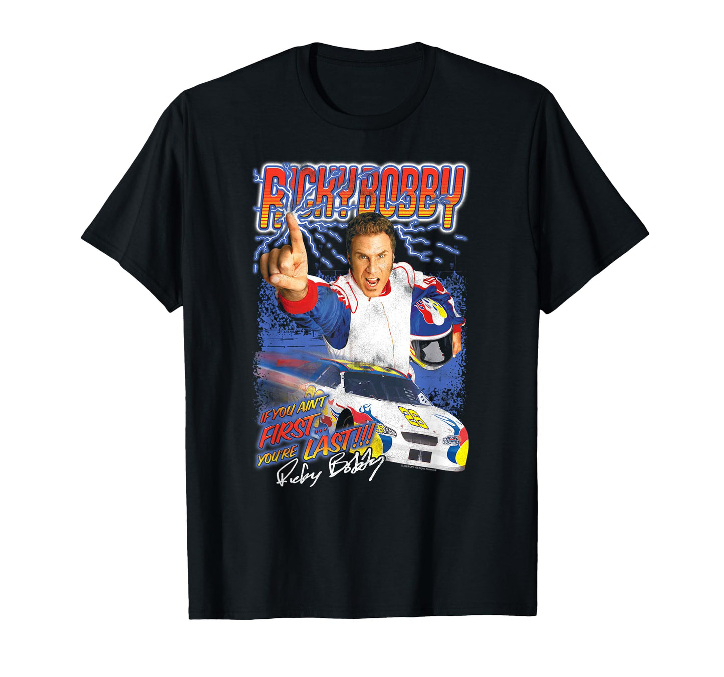 Talladega Nights Ricky Bobby Retro Lightning Collage Movie T-Shirt