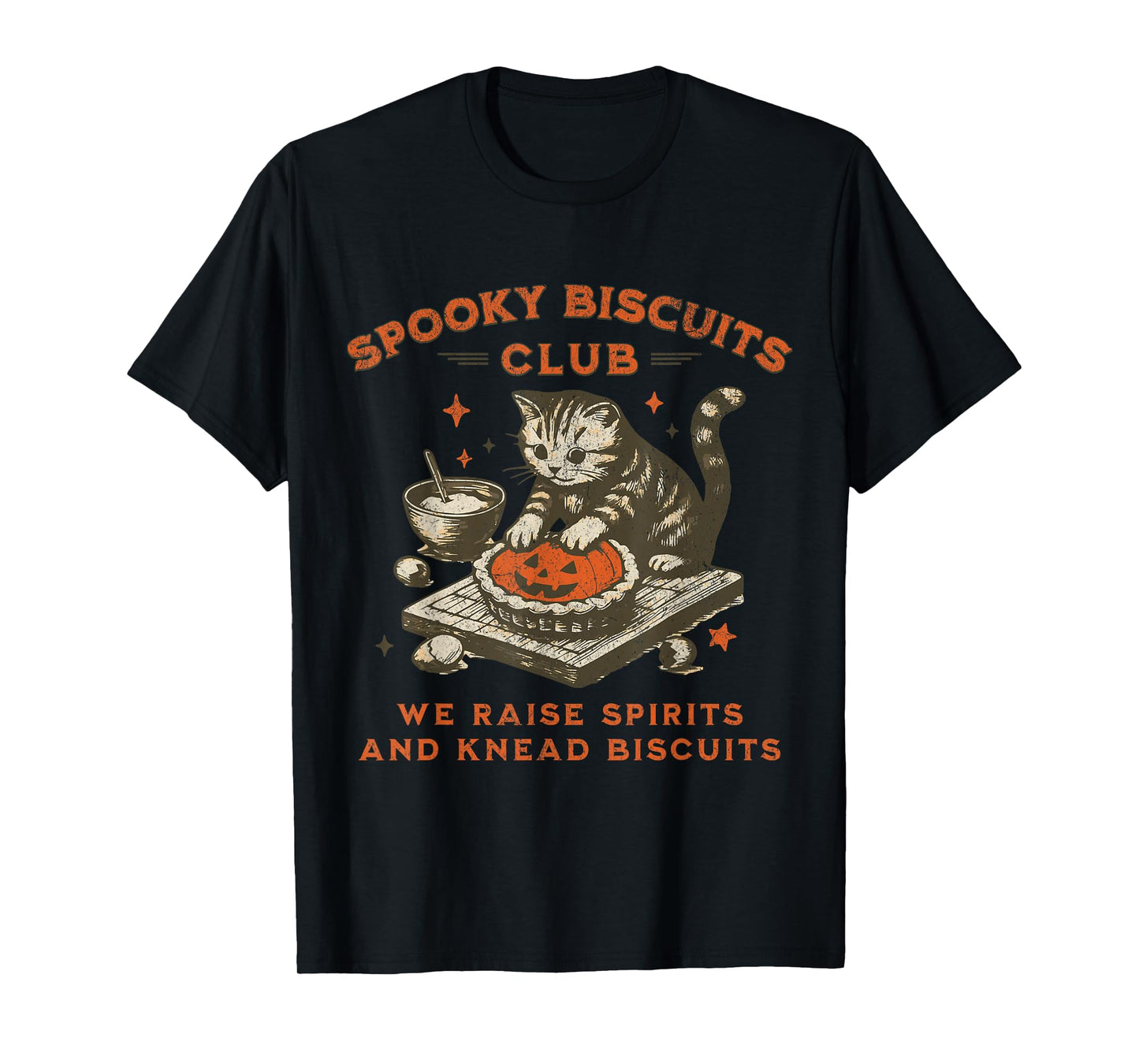 Spooky Biscuits Club Cat, Funny Halloween Baking Tee T-Shirt