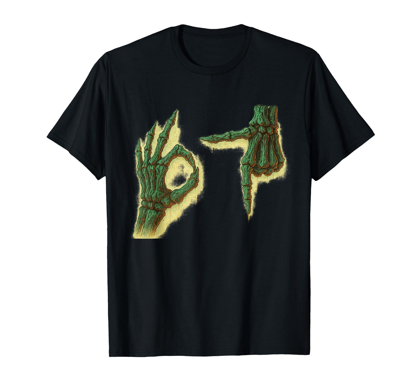 Distressed Skeleton Hands 6 7 Halloween Meme T-Shirt