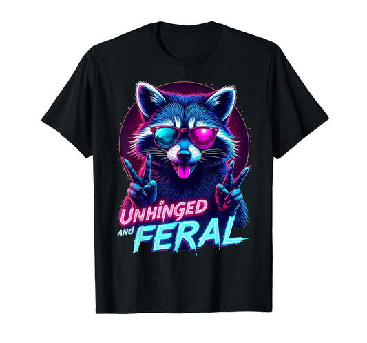 Cyberpunk Raccoon Unhinged and Feral Vaporwave Aesthetic T-Shirt