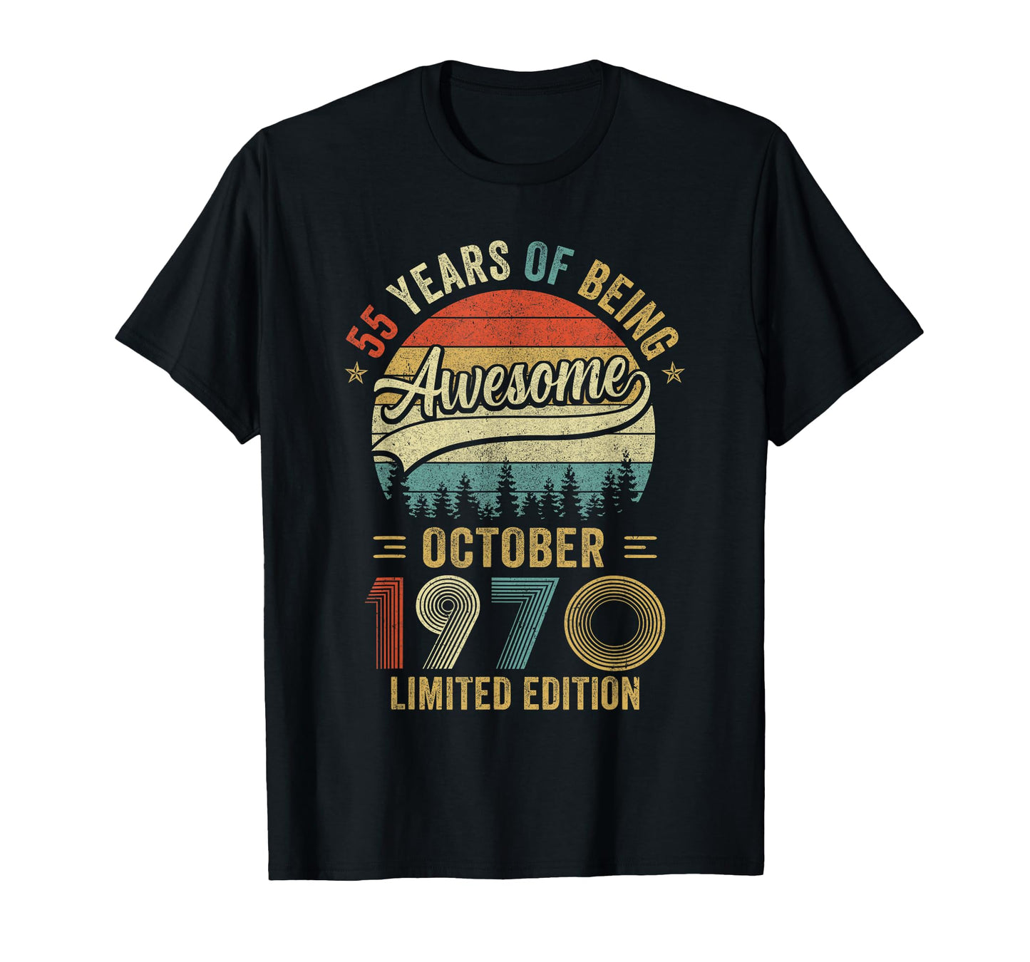 Vintage October 1970 Old 55Th Birthday Men Women T-Shirt