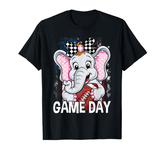 Cute Game Day Elephant Women and Girls Football T-Shirt