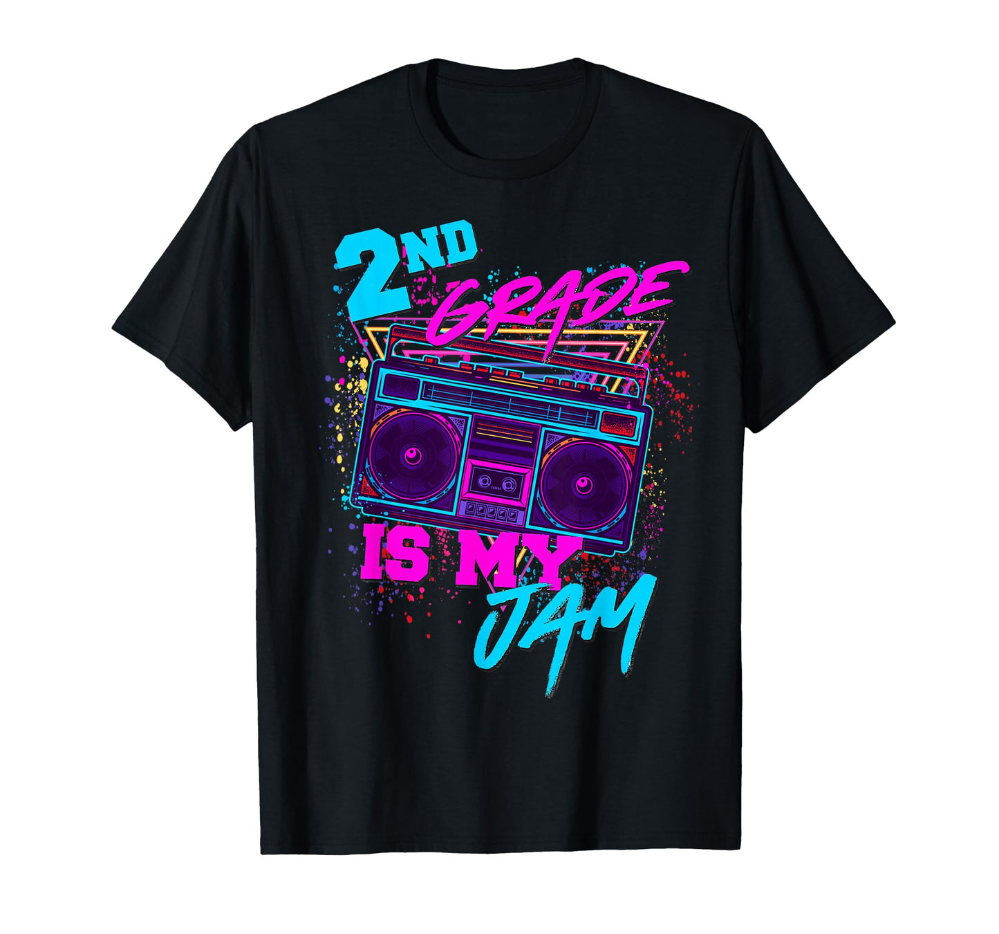 2nd Grade Is My Jam Vintage 80s 1980s Teacher Student Retro T-Shirt