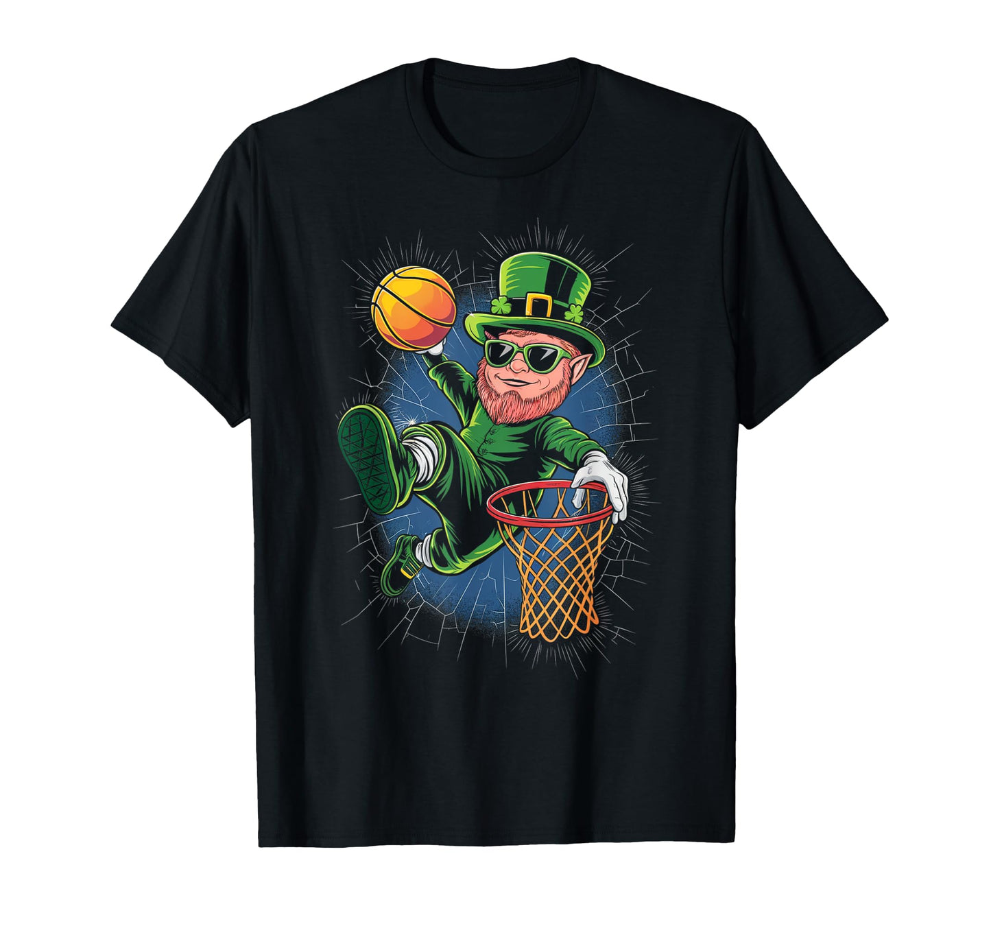 Leprechaun Playing Basketball St Patricks Day Men Youth T-Shirt
