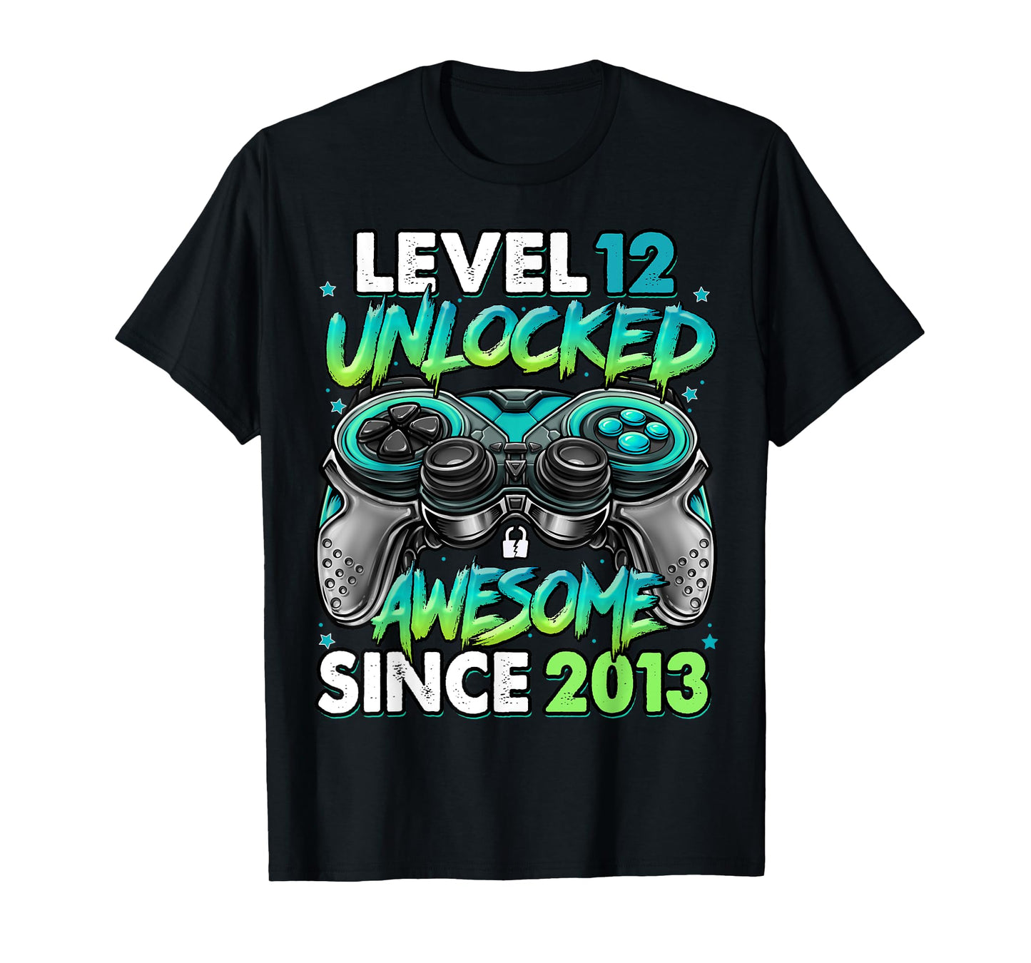 Level 12 Unlocked Awesome Since 2013 12th Birthday Gaming T-Shirt