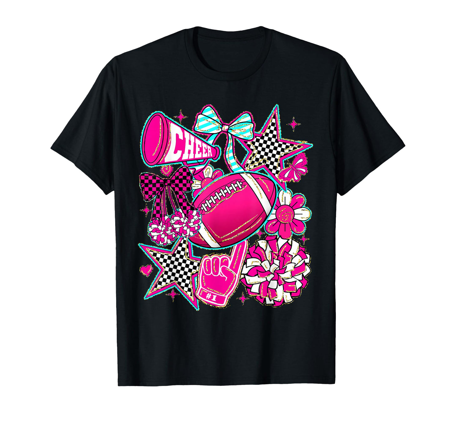 Cheer Mom Pink Cheerleader Game Day Cheer Mama Football T-Shirt