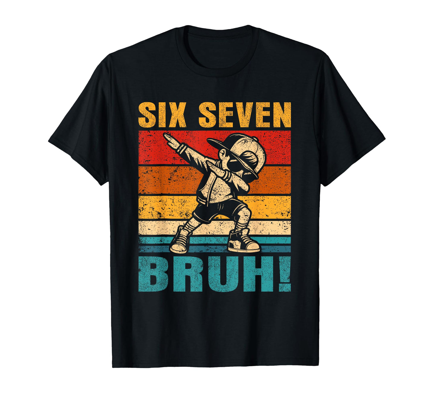 Six Seven Bruh Dabbing Boy Funny 67 Meme Gen Alpha Slang T-Shirt