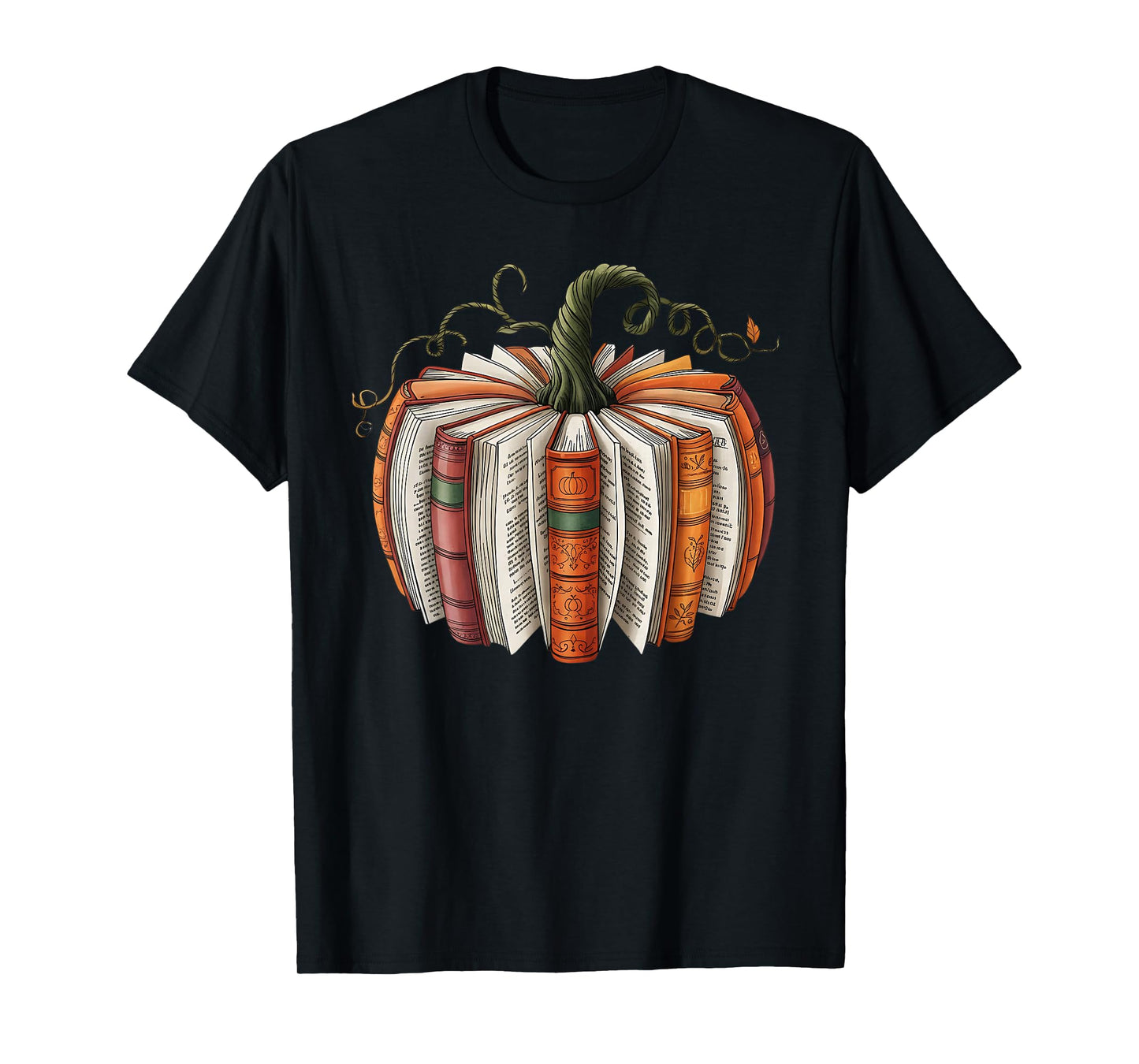 Vintage Book Pumpkin Autumn Fall Librarians Bookworm Teacher T-Shirt