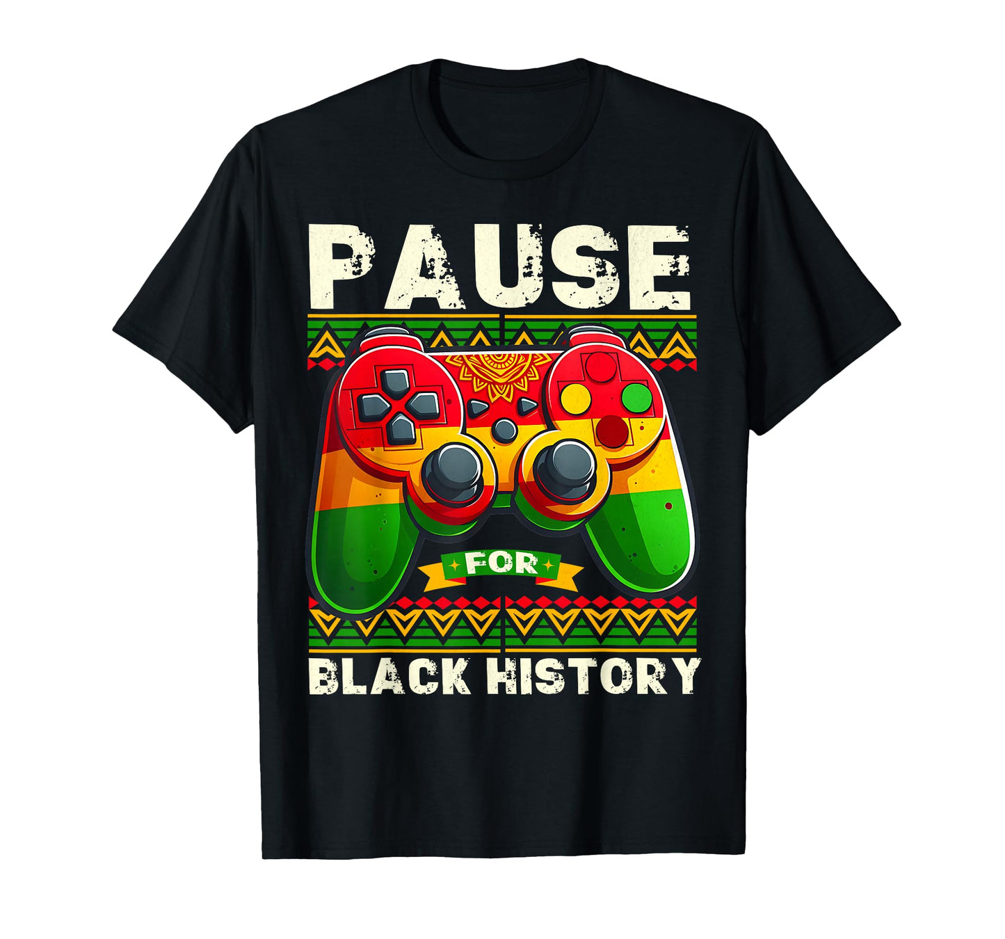 Pause For Black History Month Boys Kids Gamer Video Gaming T-Shirt