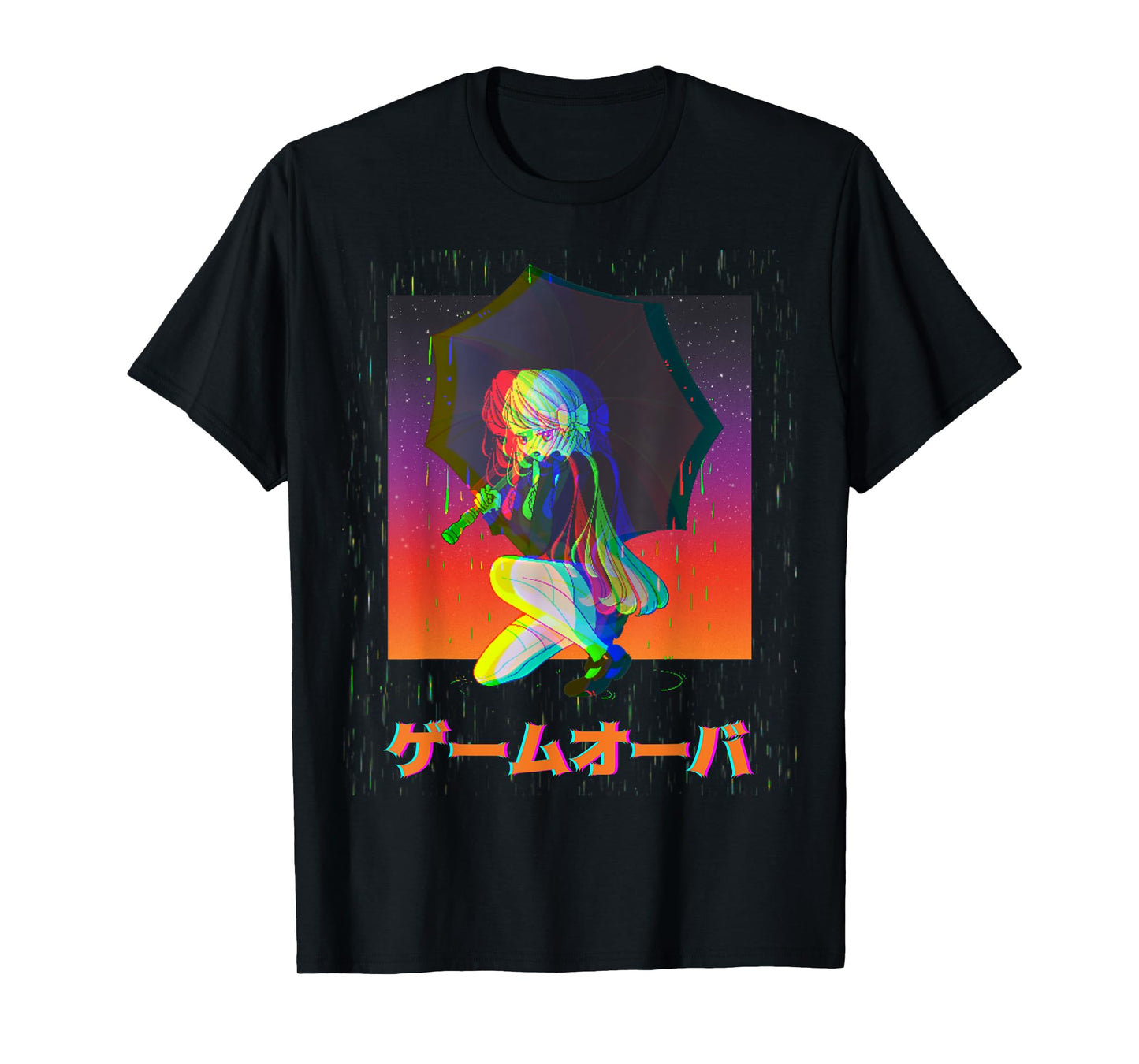 Sad Anime Girl Game Over Glitch Japanese Vaporwave T-Shirt