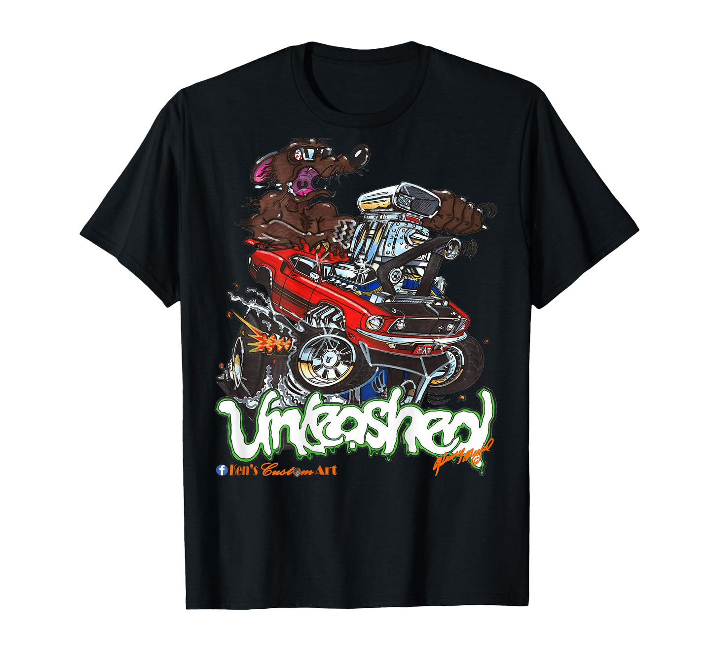 69 Mach 1 Rat Hot Rod "Unleashed" (Design on Back) T-Shirt