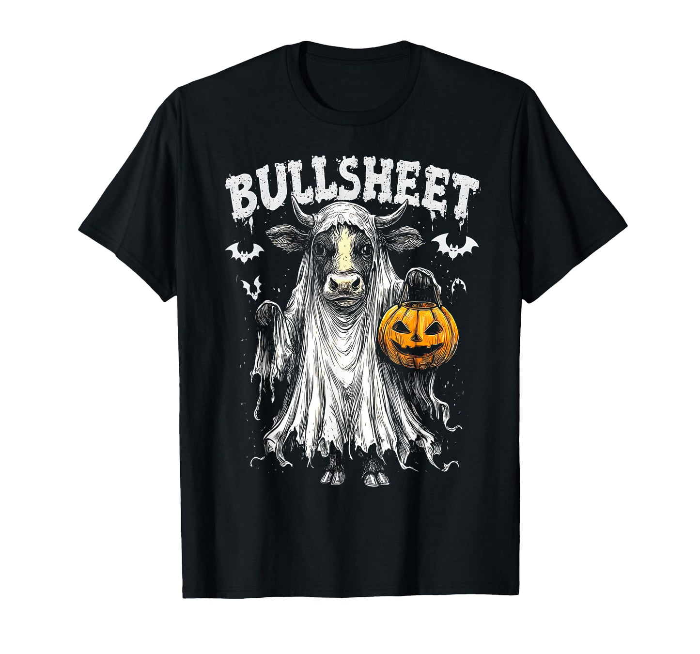 Moo...I Mean Boo Bullsheet Funny Cow Ghost Pumpkin Halloween T-Shirt