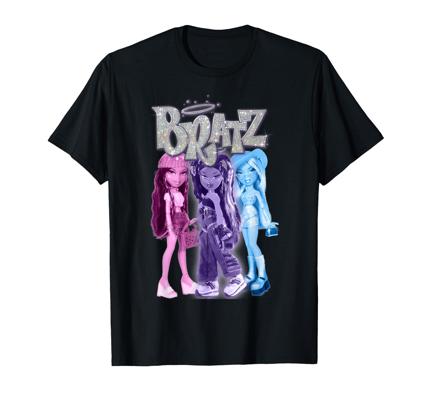 Bratz Pink Purple Blue Photo Group Doll Portrait Colored T-Shirt