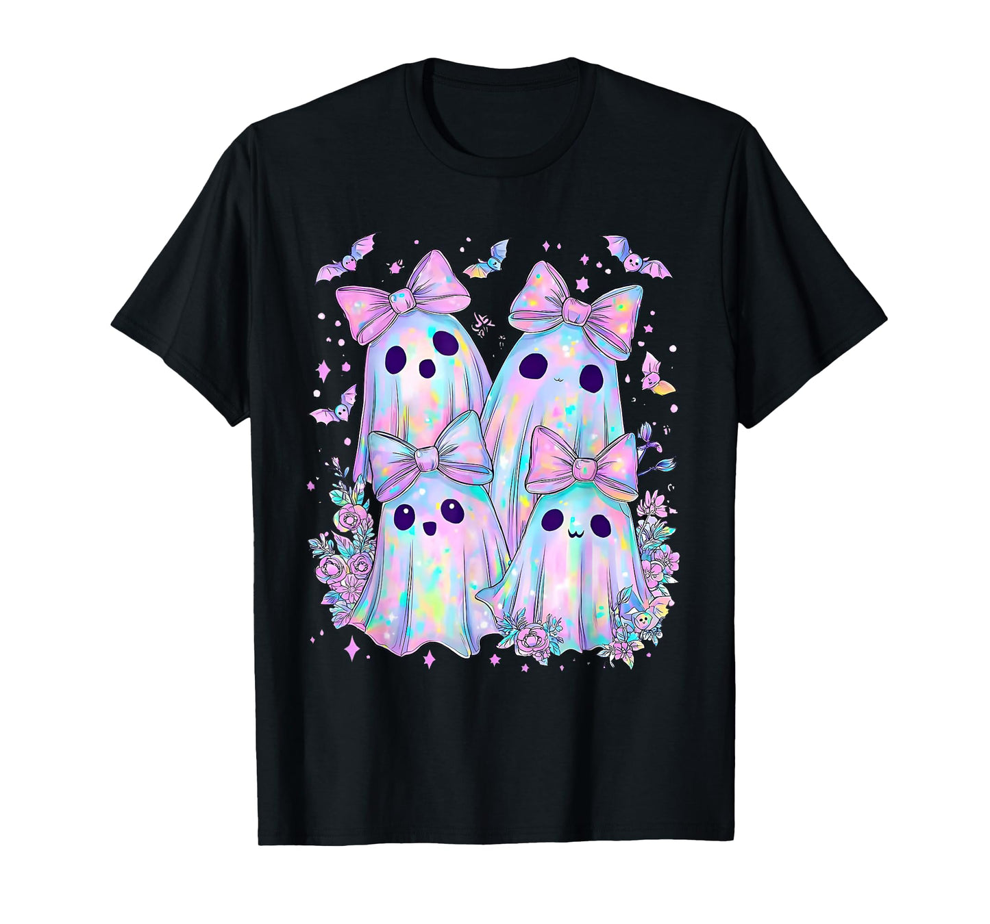 Halloween Funny Ghost Coquette Bow Spooky Season Wildflower T-Shirt