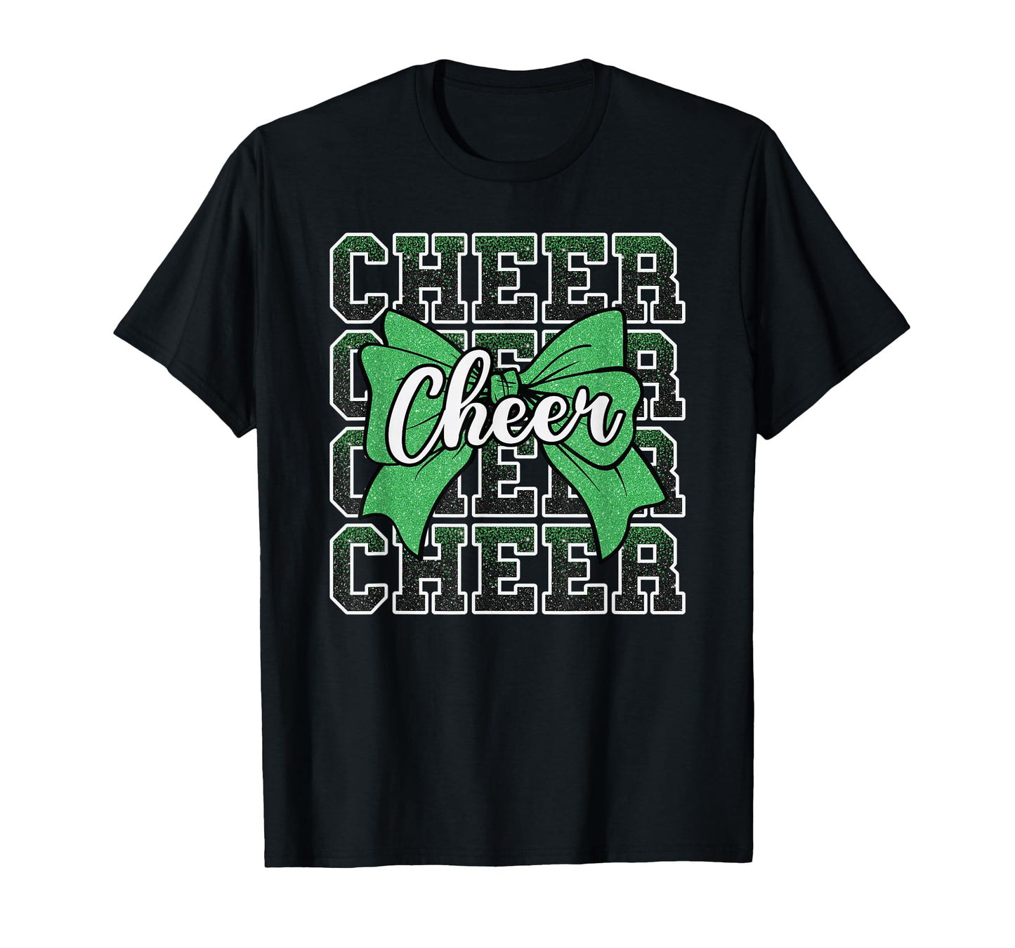 Coquette Cheer Bow Sport Cheerleader Cheerleading Green T-Shirt
