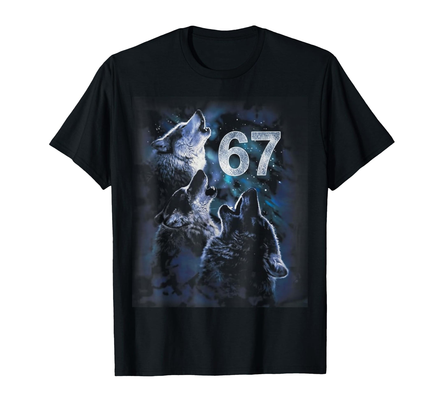 Wolf Howling at The Moon 67 T-Shirt 6 7 Halloween 67 Wolf 67 T-Shirt