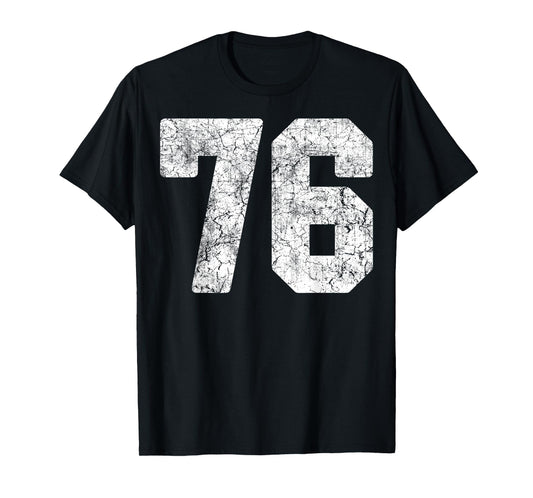Distressed White Number 76 Jersey Player Uniform #76 Grunge T-Shirt