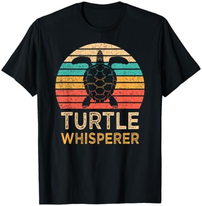 Turtle Whisperer Sea Turtles Lover Vintage Sunset T-Shirt - T-Shirt | Black